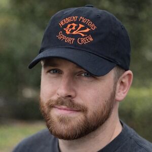 Zkapz Hellbent Nomads Support Crew Hat‎ Navy Blue Orange L/XL Nu-Fit Cap